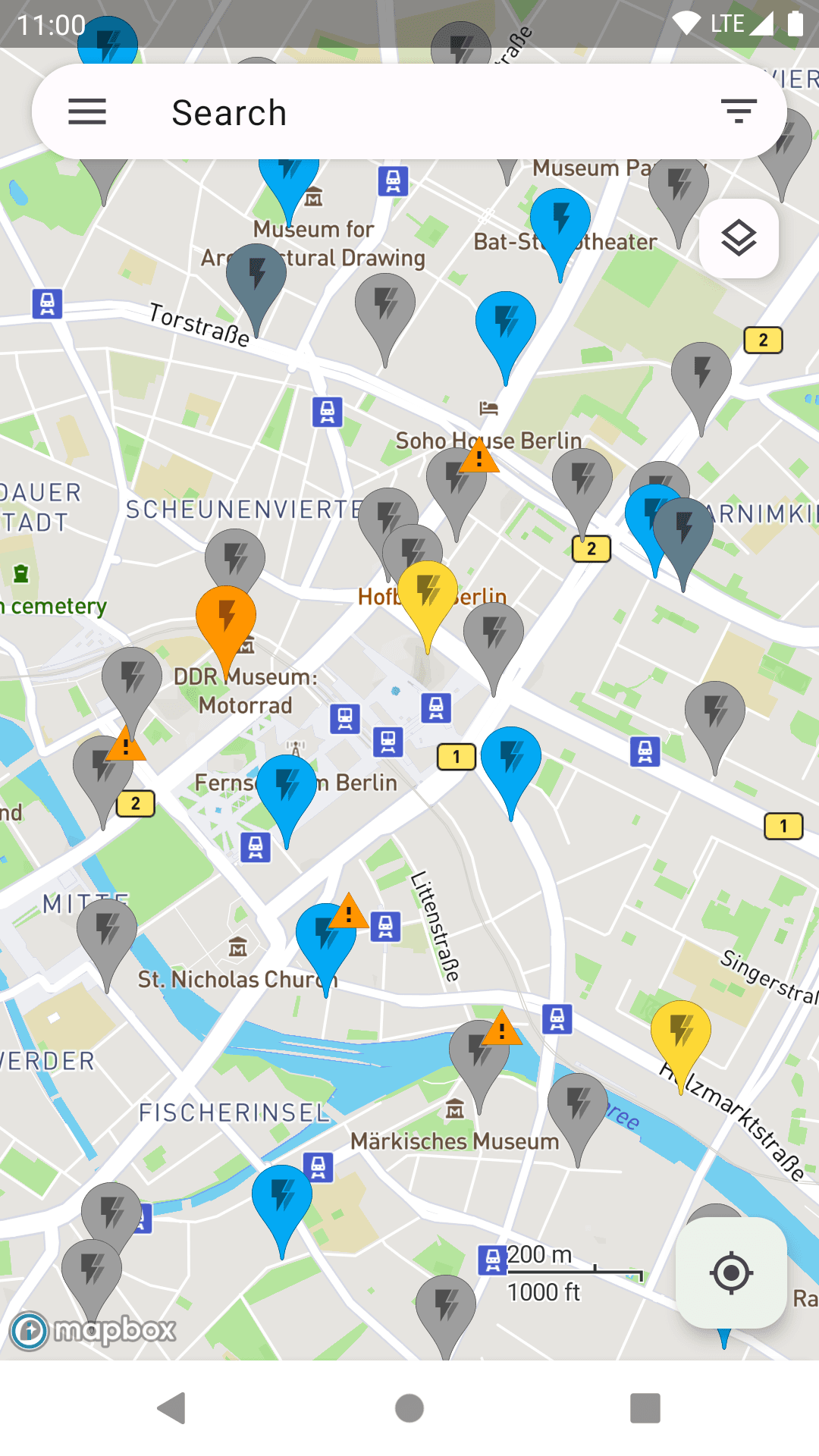 EVMap for Android map screen
